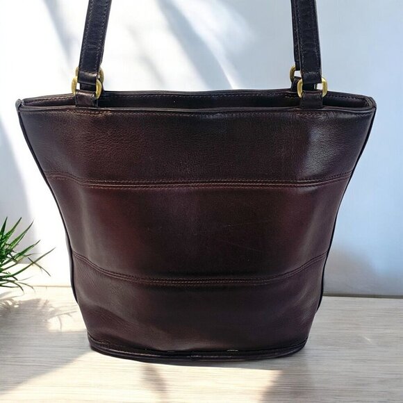 COACH Tribeca Shopper Tote Bag 1998 Brown Leather Shoulder Straps Brass H8P9098 - Picture 11 of 15